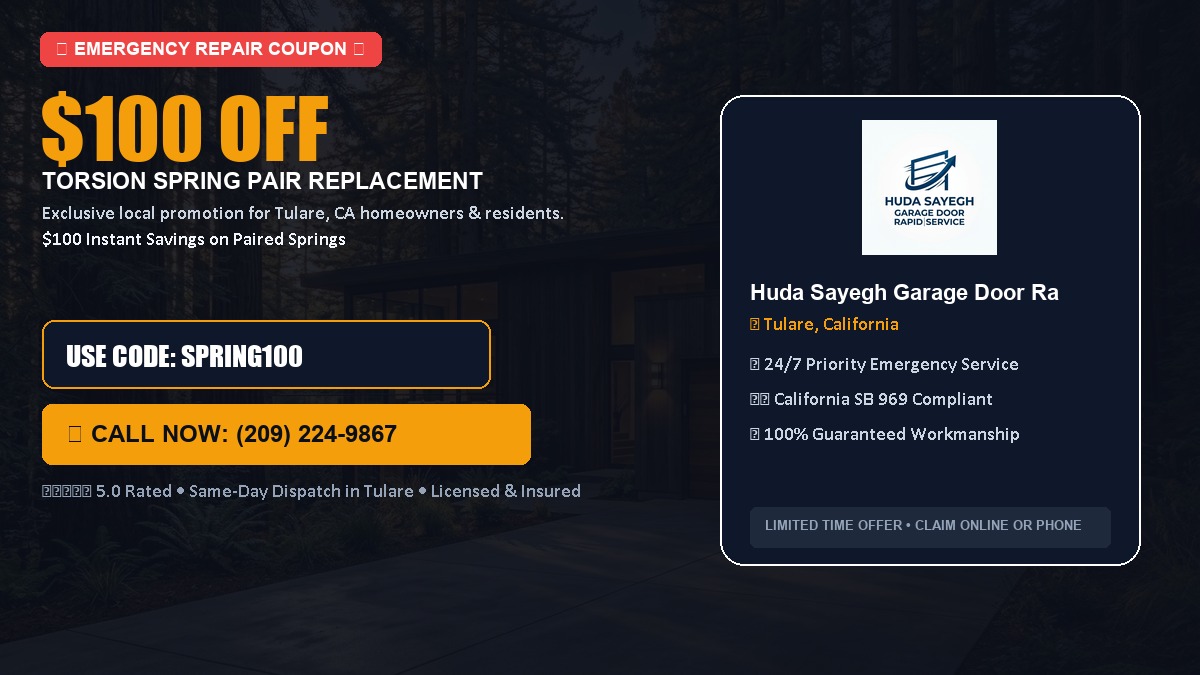 $100 OFF Heavy-Duty Torsion Spring Pair Replacement in Tulare, CA