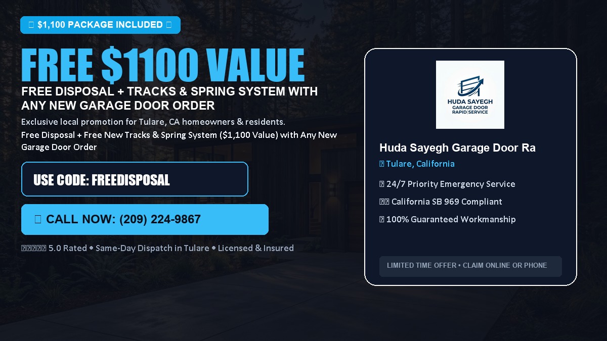 Free Disposal + Free New Tracks & Spring System with Any New Garage Door Order ($1100 Value) in Tulare, CA